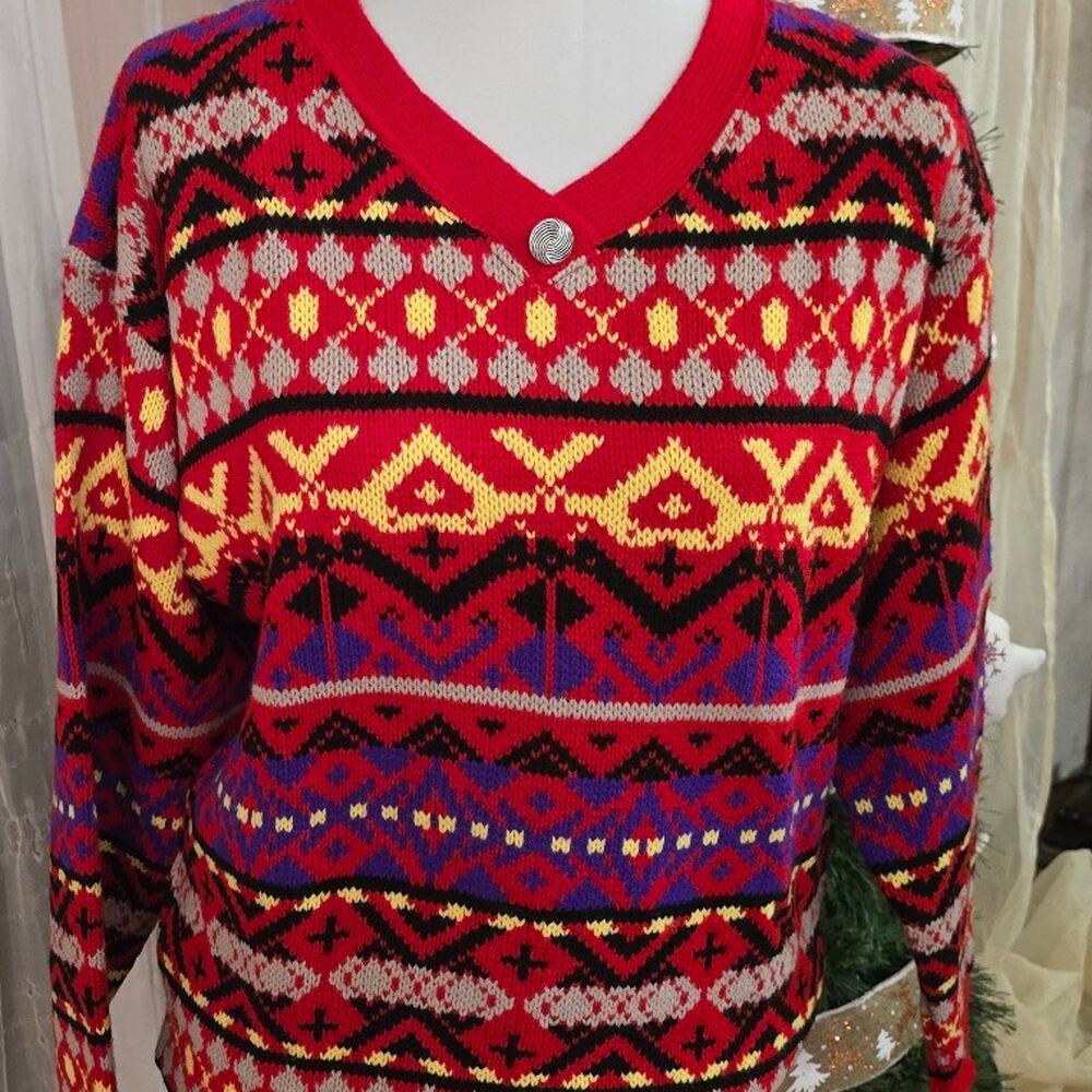 Vintage 1980-90s Middlebrook Park Aztec Knit Sweater  Womens Medium